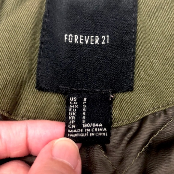 Forever 21 Utility Army Cotton and Wool Green Jacket Size S - Picture 12 of 15